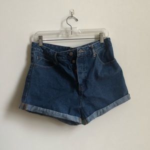 High Waisted Cuffed Denim Shorts